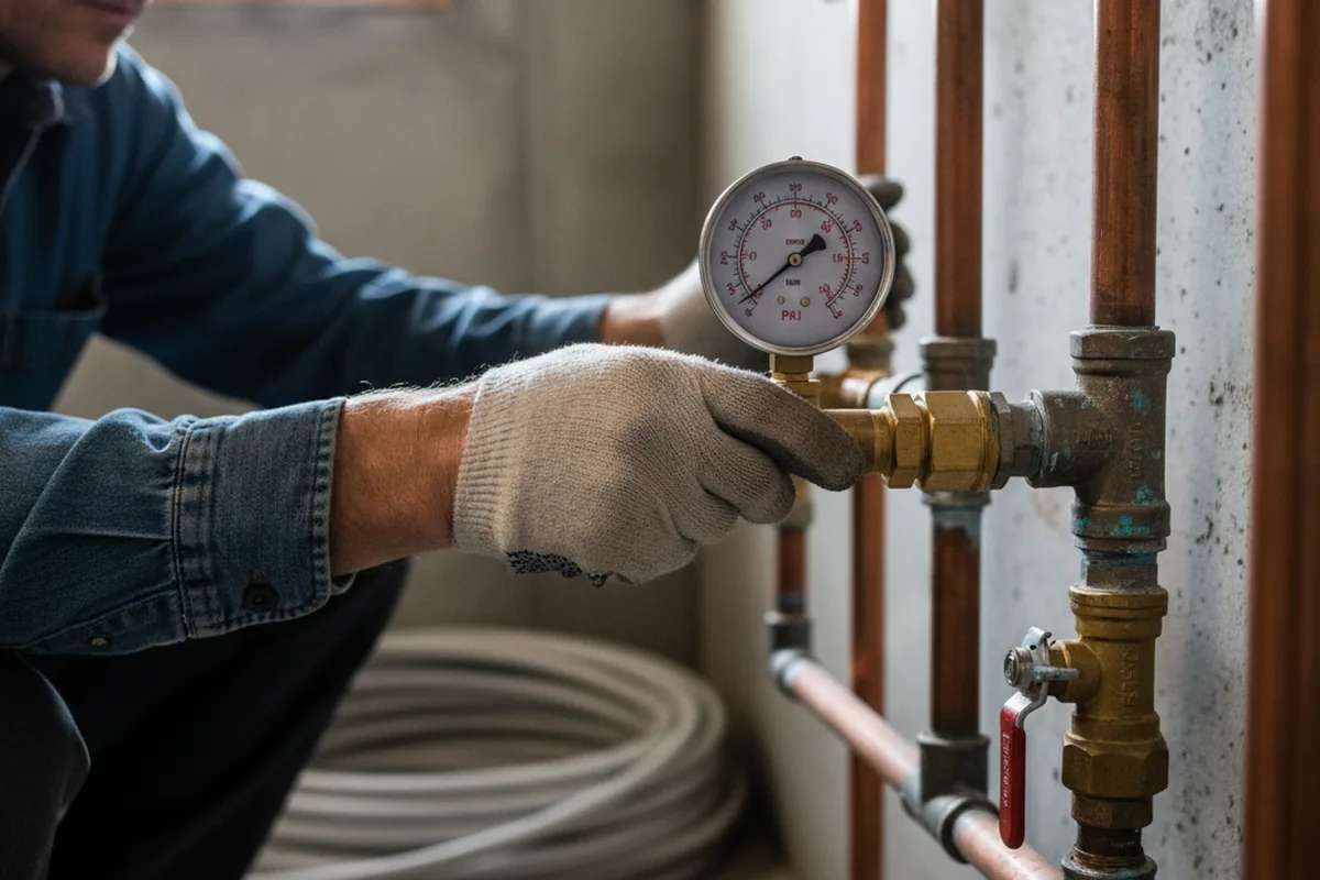 Pressure testing a repaired line during Water Line Repair in East Worcester